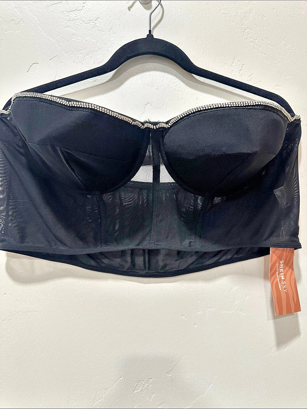 SHEIN SXY Curve Black Bustier Bra Size 4XL NWT